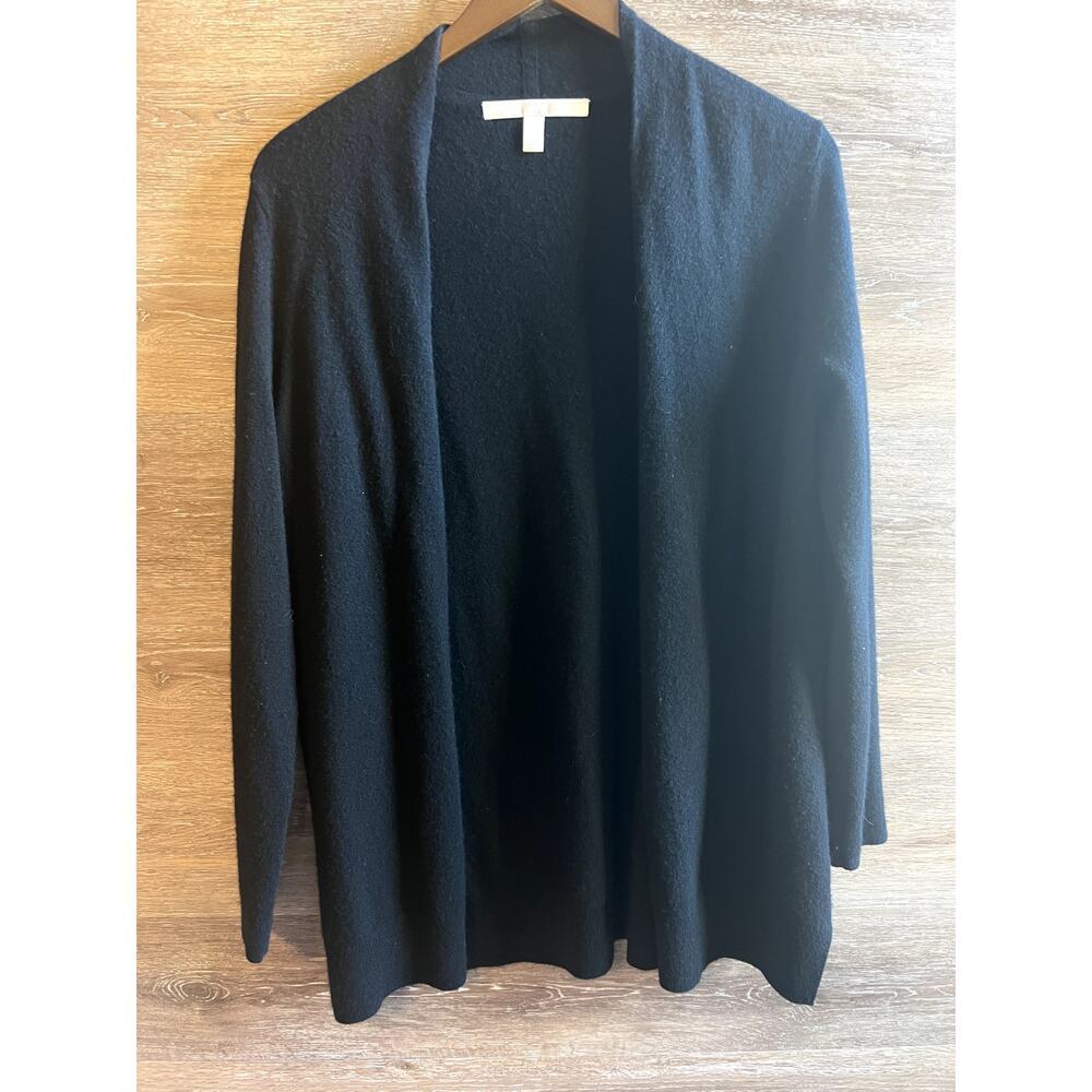 Nordstrom collection cashmere women cardigan open size M black long sleeves